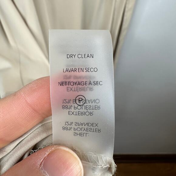 Calvin Klein Tan V-Neck Satin Finish Tie Waist Dress - Picture 6 of 8